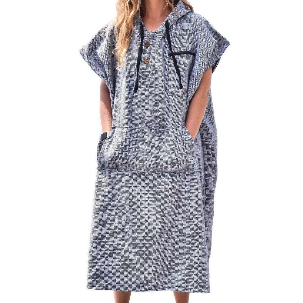 Surf Poncho - 100 Cotton Adult Hooded Changing Towel | Grey - Picture 6 of 8